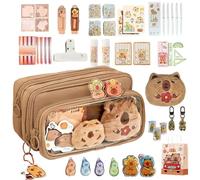 Capybara Stationery Set - Aesthetic Pencil Pouch Capybara Stuff | Pen Bag Storage Organizer for Eraser Ruler Marker Home Classroom Office Student Teens Girls Boys