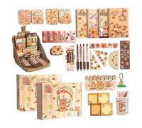 Capybara Stationery Set - Back To School Stationery Pack | Cute Animal Writing Supplies | Large Pencil Case, Retractable Pen, Smooth Correction Tape, Measuring Ruler, Paper Notebook | Idea