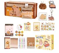 Capybara Stationery Set - Big Capacity Capybara Pencil Case | Capybara Pencil Pouch | Cartoon Animal Pencil Case | Kids Stationery Kit With Notebooks, Sticky Notes, Stickers, And More