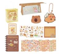 Capybara Stationery Set, Capybara Pencil Case Kawaii Pencil Pouch, Cute Canvas School Supplies with Stickers, Gift Box for Students Girls Boys