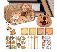 Capybara Stationery Set - Capybara Stuff Cute Stationery Pencil Case - Storage Organizer with Notepads Rulers for Kids Teen Students Classroom Middle Elementary School Christmas Party