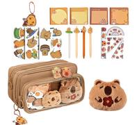 Capybara Stationery Set - Cute Animal Pencil Case Organizer, Multi-Element School Supply Kit with Notepad Rulers Stickers for Writing Fun | Au
