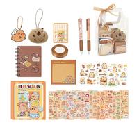 Capybara Stationery Set - Cute Kawaii School Supplies Kit with Multiple Accessories | Complete Student Study & Journal Gift Set | Boys Girls, Birthday, Classroom, Back to School Learning
