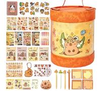 Capybara Stationery Set, Multi-Compartment Zipper Design, 22x15x3.5cm, Pencil Case with Zipper, Cute Capybara Pencil Bag, Large Storage Pouch, for Students Boys Youth Daughter and Son School Supplies