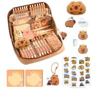 Capybara Stationery Set, Pencil Case Capybara Set, Capybara Stationery Set, with Capybara Keyring, Stickers, Sticky Notes, Stationery Gift Set for Children (Pen Not Included), multicoloured, capybara