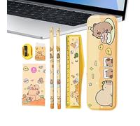 Capybara Stationery Set | Pencil Sharpener - Capybara Pencil Case - for Kids, Teaching, Journaling, Study, Notes, Writing, Drawing, College
