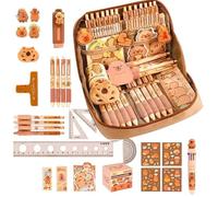 Capybara Stationery Set - Spacious Pencil Organizer, Adorable Student Pouch | Handy Supply Bag With Writing Pens Small Ruler Sticky Notes Binder Clips, Wide Mouth Storage For Studying Kids School Desk