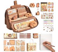 Capybara Stationery | Standing Pencil Bag Set Capybara Stuff - School Supplies Sticky Notes Stickers Gel Pens for Elementary Middle Kids Student Home Classroom Party Favors Holiday