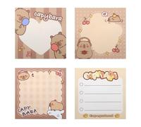 Capybara Sticky Notes, Capybara Sticky Memo Pads Kawaii Small Self-Stick Memo Note Pad, 4 Packs 50 Sheets/Pack 70x70mm, Self-Stick Notepad for Students Teachers Kids Girls Boys