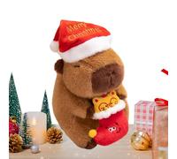 Capybara Stuffed Animal - Christmas Doll Throw Pillow - Calming Plush Toy Hold Gingerbread Man,for Kids Girls Toddler Holiday Party Bedroom Sofa Office Nursery Daycare Car Travel Shelf