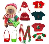 Capybara Stuffed Animal | Christmas Soft Doll - 9.8in Dress Up Plush Stuffed Animal with Clothes,for Boys, Girls, Adults, Youth, Friends, Travel, Bedroom, Home, Car Interior