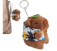 Capybara Stuffed Animal, Cute Animal Keychain, Ornament with Cloth and Sunglass Hangable Decoration Backpack Accessory for Boys Girls Kids Soft Plush Toy Small Gift Pendant Keyring