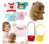Capybara Stuffed Toy, Plush Capybara, Stuffed Capybara Hug Cushion, 9.84 Inch Capybara Fabric Doll with Clothes and Accessories for Room Decoration, Children, Adults, Girlfriend, Birthday