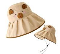 Capybara Sun Hat for Kids, Adjustable Sun Hat with Wide-Brimmed Design, Cute Capybara Cap with 3D Ears, Animal Summer Bucket Hats for Boys Girls Toddler, Sun Protection Cap for Camping & Beach Brown