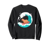 Capybara Surfing Big Wave Funny Ocean Animal Retro Art Sweatshirt