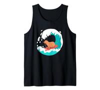Capybara Surfing Big Wave Funny Ocean Animal Retro Art Tank Top