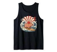 Capybara Surfing The Great Wave Art Japanese Rising Sun Tank Top