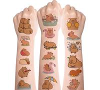 Capybara Tattoos 10 Sheets,Kawaii Capybara Temporary Tattoos for Kids,Waterproof Fake Animal Children Tattoo Stickers for Boys Girls Capybara Theme Birthday Party Bags Fillers Gifts