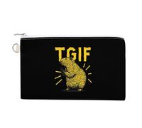 Capybara TGIF Guinea Pigs Portable Canvas Coin Purse Fashion Pencil Case Travel Makeup Bag