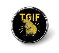 Capybara TGIF Guinea Pigs Round Brooch Cute Pin Badges Decoration Jewellery for Men Women Metal Lapel Pins
