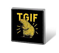 Capybara TGIF Guinea Pigs Square Brooch Metal Pin Badges Fashion Lapel Pins Jewellery Unisex