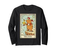 Capybara The Fool Tarot Card Funny Jester Juggling Long Sleeve T-Shirt