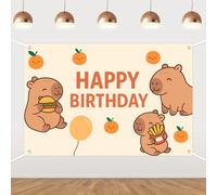 Capybara Theme Happy Birthday Backdrop - Cute Animal Birthday Party Photo Booth Decor Background Decoration for Birthday Bday Party Photo Booth Props Party Supplies