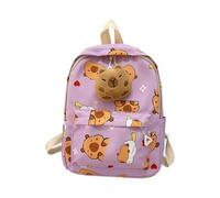 Capybara Themed Backpack for Students Spacious and Lightweight School Bag Book Bags Suitable for Outdoor Adventures, Light Purple, Bohemian