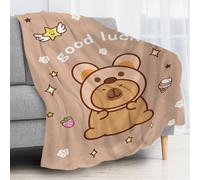 Capybara Throw Blanket, Capybara Soft Flannel Blanket Cozy Warm Lightweight Blankets 3D Print Warmblanket Fluffy Soft Napblanket Cartoon Plush Blankets for Bedroom Couch Decoration (150x100CM)