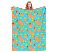 Capybara Throw Blanket Cute Plush Fleece Capybara Gifts for Girls Soft Warm Fuzzy Fruit Animal Blankets All Seasons 60"x80" Birthday Decorations Christmas Decor for Kids Girls Boys Adult Family Lover