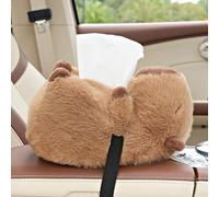Capybara Tissue Holder For Car,Car Cartoon Capybara Tissue Box,Soft Plush Hanging Car Tissue Box With Zipper,Portable Cartoon Capybara Tissue Storage Box Holder For Car