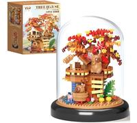 Capybara Tree House Building Set with Dust Cover, Capybara Mini Building Blocks, DIY Animals Plants Bonsai Tree Building Kit,Creative Desktop Decor Toy Gift for Adults, Kids (567 PCS) -H