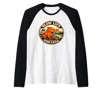 Capybara Turtle Stay Chill Slow Life Retro Sunset Raglan Baseball Tee