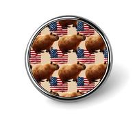 Capybara U.S. Flag Fashion Metal Badge Round Brooch Pin 1″