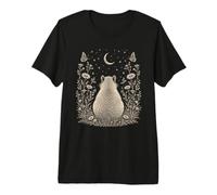 Capybara Under The Moon Botanical Nature Illustration Premium T-Shirt