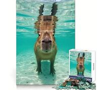 Capybara Underwater Portrait Jigsaw Puzzles 1000 Piece for Teenagers Sharp Recall Leisure Escape Uniform Cut Meaningful Gift (38x52cm)