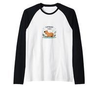 Capybara Vibes: Relaxed Wildlife Charm for Animal Lovers Raglan Baseball Tee, Men, Black/White, XL