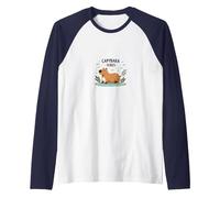 Capybara Vibes: Relaxed Wildlife Charm for Animal Lovers Raglan Baseball Tee, Men, Navy/White, L