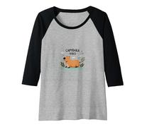 Capybara Vibes: Relaxed Wildlife Charm for Animal Lovers Raglan Baseball Tee, Women, Black/Athletic Heather, Large