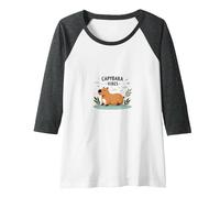 Capybara Vibes: Relaxed Wildlife Charm for Animal Lovers Raglan Baseball Tee, Women, Dark Heather/White, S
