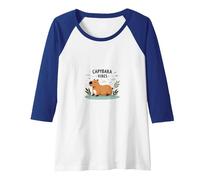 Capybara Vibes: Relaxed Wildlife Charm for Animal Lovers Raglan Baseball Tee, Women, Royal Blue/White, XL