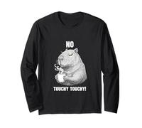 Capybara w Coffee No Touchy Sarcastic Funny Long Sleeve T-Shirt