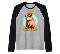 Capybara WAIT WHAT'S UP? Funny Capybaras Raglan Baseball Tee