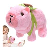 Capybara Walking Companion - Plush Warm-touch Body, Lively Toy Animation, Turtle-themed Accessory, Cheerful Animal Expression | Hands-on Interaction During Playful Learning Activities For Young Kids