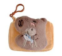 Capybara Wallet with Key Ring, Stylish and Charming Small Wallet with Animal Motif, Charming Wallet with Capybara Cuddly Toys, Small Purse with Pendant, brown, see description, See description