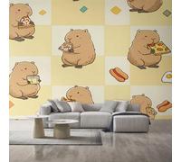 Capybara Wallpaper for Living Room, Cute Animals Kids Wall Mural for Bedroom, Non-Woven Photo Wallpaper Home Decor 366X254cm, Wall Decoration D19