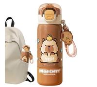 Capybara Water Bottle - 380ml Stainless Steel Container, Insulated Sports Bottles, Rust-Proof Design | Leak-Proof Lid with Integrated Straw, drinking water bottle