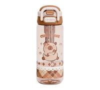 Capybara Water Bottle, 490ml Capybara Drinking Bottle with Lid & Keychain, Cute Drink Bottle with Silicone Straw Drinking Cup & Spout Portable Heat Resistant for Office Outdoor Travel School