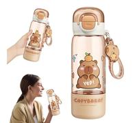 Capybara Water Bottle, Capybara Drinking Bottle with Lid & Keychain, 510ml Cute Drink Bottle With Silicone Straw, Portable Heat Resistant, Kids Water Bottle Leakproof for Girls Boys Travel School