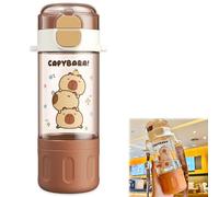 Capybara Water Bottle, Plastic Capybara Bottle with Suspenders, Brown Capybara Water Bottle for Children, Students, Friends, Capibala Enthusiasts(580ML).